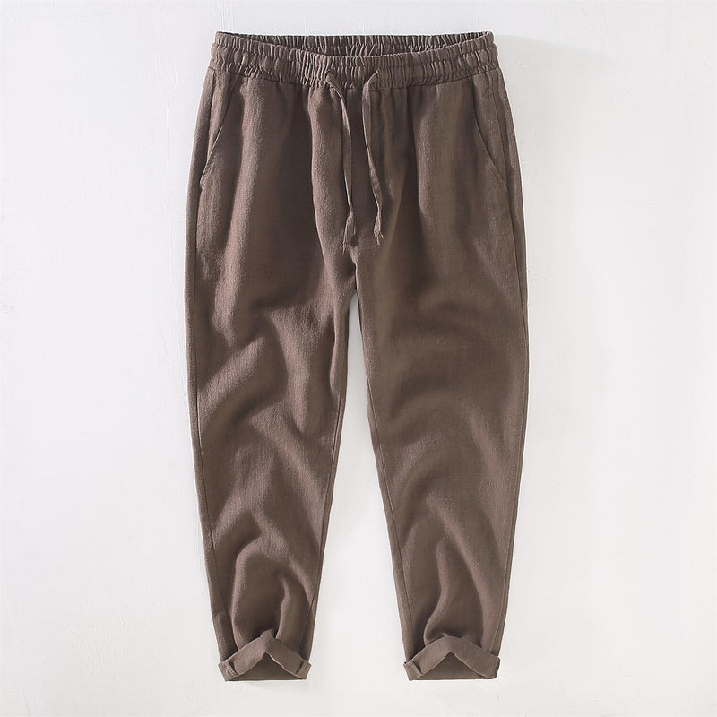 Men's Linen Drawstring Cropped Pants